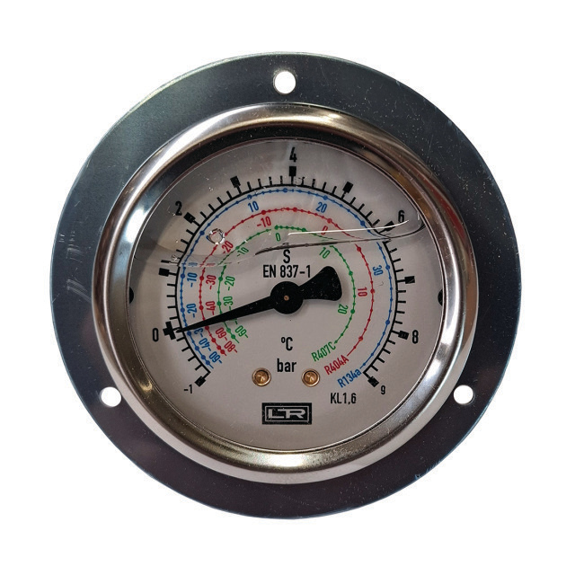 N801-1100 Leithenberger ZF 63G-la | Inbouwmanometer | R134A, R404A, R407C | Bereik -1 tot 9 bar