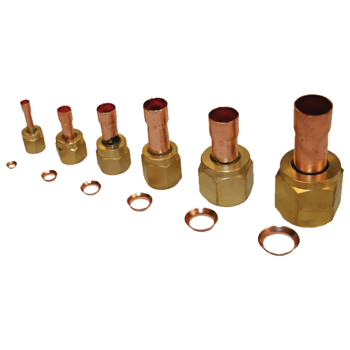 N808-1500 Freddox FA-3 x 2 verloopconnectie RVS/CU | SAE x ODF | 3/8" - 1/4"