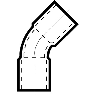 K65 bochten 45&deg; in/in (inch-maten)